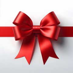 red ribbon and bow, isolated on a white background, christmas