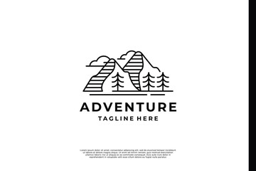 Line art mountain logo design. Adventure logo concept.