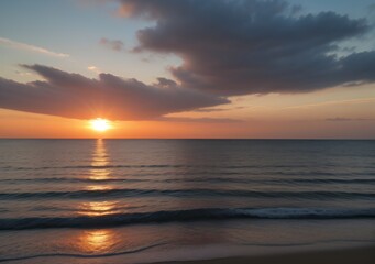 Obraz premium Sunset Over Calm Ocean Waves