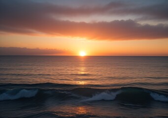 Sunset Over Calm Ocean Waves