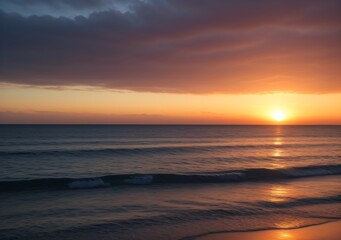 Sunset Over Calm Ocean Waves