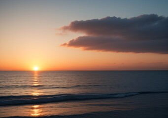 Sunset Over Calm Ocean Waves