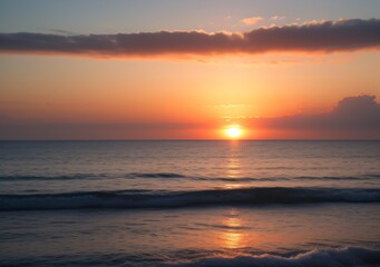 Fototapeta premium Sunset Over Calm Ocean Waves