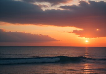 Obraz premium Sunset Over Calm Ocean Waves