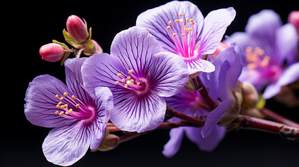 A single Purple flowers on a dark background