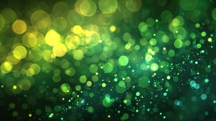 Fototapeta premium Green neon words in blurry abstract background