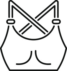 Simple vector icon depicting a sports bra with crossed straps, ideal for representing fitness and activewear