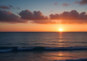 Sunset Over Calm Ocean Waves