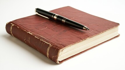 notebook and pen on the table background