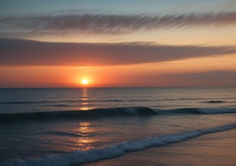 Obraz premium Sunset Over Calm Ocean Waves
