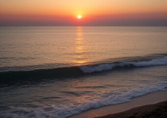 Sunset Over Calm Ocean Waves