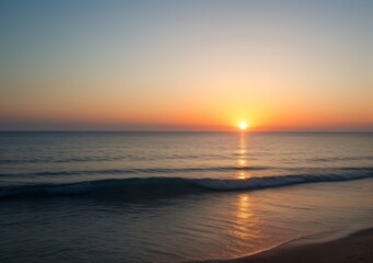 Fototapeta premium Sunset Over Calm Ocean Waves