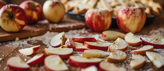Close Up Of Apples Sliced For Pie