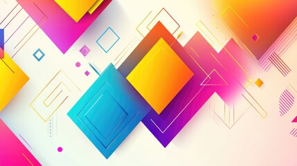 Dynamic geometric shapes in vibrant colors--triangles, rectangles, and hexagons--arranged by size on a clean white background