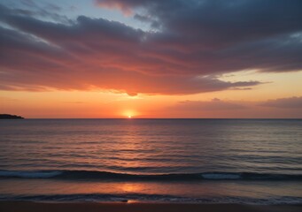 Sunset Over Calm Ocean Waves