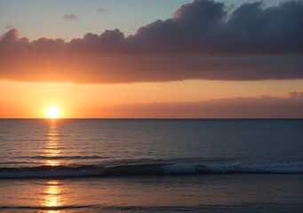 Obraz premium Sunset Over Calm Ocean Waves