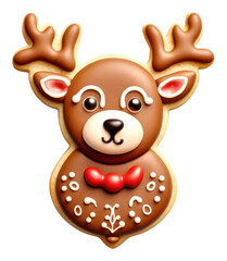 Obraz premium PNG Reindeer christmas sugar cookie gingerbread food white background.