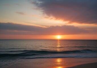 Sunset Over Calm Ocean Waves