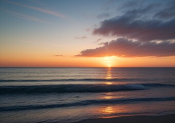 Sunset Over Calm Ocean Waves