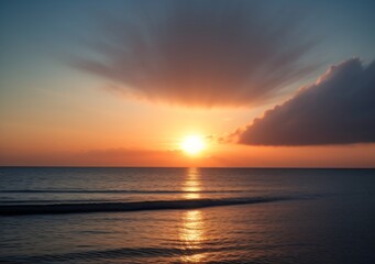 Obraz premium Sunset Over Calm Ocean Waves
