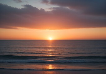 Fototapeta premium Sunset Over Calm Ocean Waves