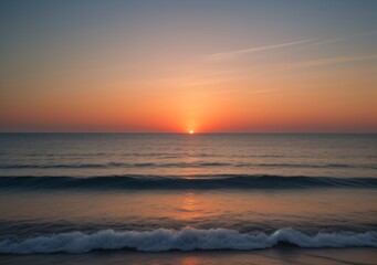 Fototapeta premium Sunset Over Calm Ocean Waves