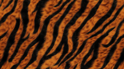 Fototapeta premium A seamless and intricate tiger fur pattern, showcasing the majestic and wild animal's vibrant texture in detail. Ideal for textiles, fashion designs, or interior decorations