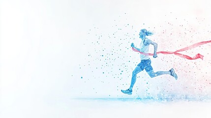Fototapeta premium A dramatic shot of a runner crossing the finish line with a ribbon, symbolizing the ultimate victory achieved through relentless effort and excellence