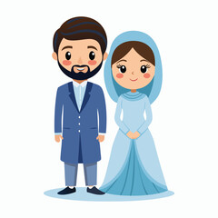  a cute pakistani couple in traditional illustration