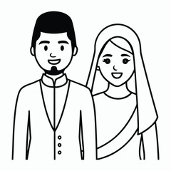  a cute pakistani couple in traditional illustration