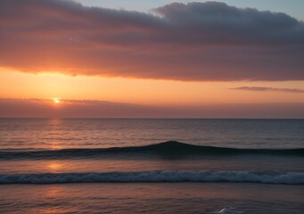 Naklejka premium Sunset Over Calm Ocean Waves
