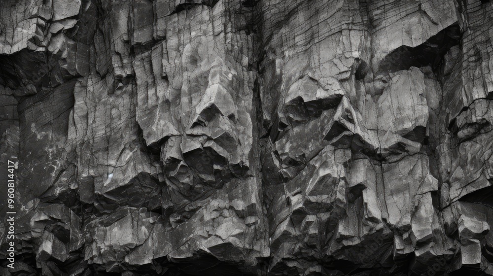 Poster a close-up view of a textured rock surface, showcasing intricate patterns and natural formations.