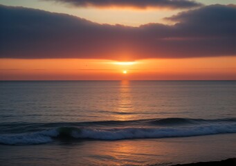 Obraz premium Sunset Over Calm Ocean Waves