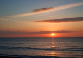 Sunset Over Calm Ocean Waves