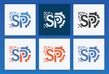 Eye-Catching 'SP' Logo with Pixel Art Style for Innovative Brands.