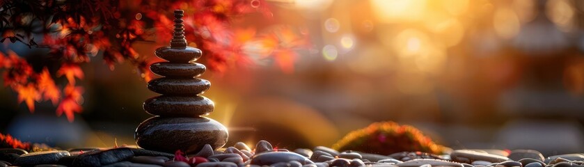 Zen meditation in a tranquil garden, serene and calming, Zen, Soft tones, Photograph, Mindfulness