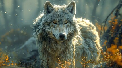 Majestic Wolf in the Forest - Close Up Animal Photography