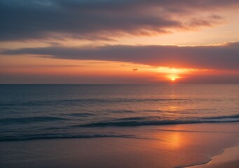 Sunset Over Calm Ocean Waves