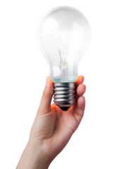 PNG Hand holding a big lightbulb electricity illuminated innovation.
