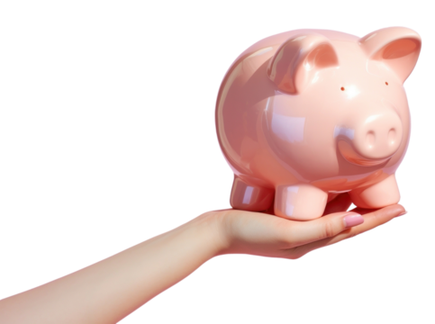 PNG Hand holding a piggy bank savings representation investment.