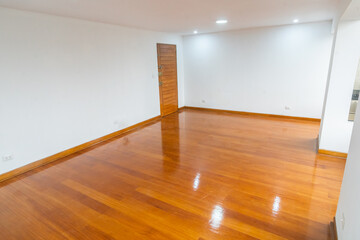 Apartment living room with wooden floor