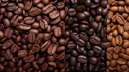 Obraz premium A close-up view of various coffee beans showcasing different roast levels and colors.