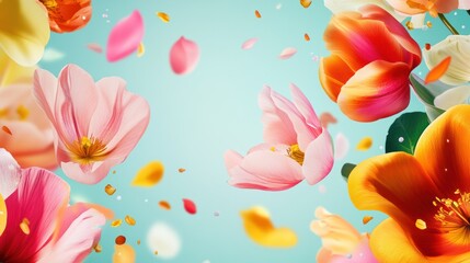 This spring sale background with a beautiful colorful flower is a modern illustration template with banners, wallpaper, invitations, posters, brochures, and vouchers.