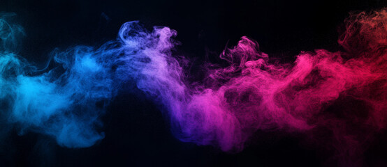 Fototapeta premium Colorful abstract background with colorful smoke, powder, and dust on a dark black backdrop
