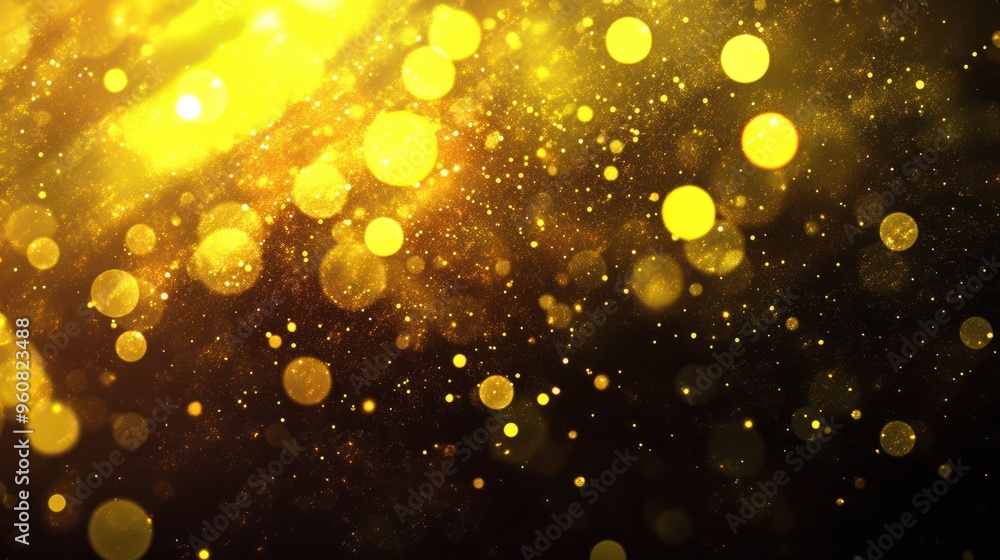Poster yellow glow particle abstract bokeh background