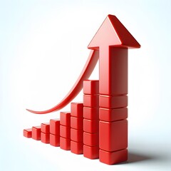 red arrow up line, target, isolate on a white background, 3d render, Growing Up