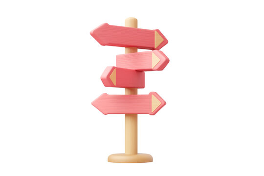 Minimalistic Signpost Icon with Pink Arrows | Isolated on Transparent & White Background | PNG File with Transparency