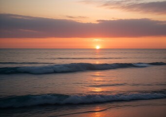 Sunset Over Calm Ocean Waves