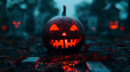 Halloween Pumpkin Spooky Graveyard. Hallowenn