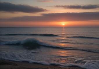 Sunset Over Calm Ocean Waves